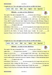 English worksheet: Illinois - a state of the Midwest (answer key included)