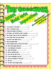 English Worksheet: You like tags, dont you? (2) DIFFICULT - all tenses, imperative, modals, smb, smth