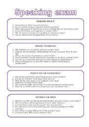 English Worksheet: Speaking cards