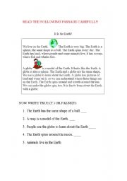 English Worksheet: ITS THE EARTH