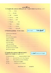 English worksheet: To be - different tasks = ?, +, -, short answers