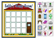 English Worksheet: SALLYS MESSY ROOM - PLACE PREPOSITIONS BOARD GAME (PART3)