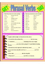 English Worksheet: Phrasal Verbs GET & TAKE with KEY