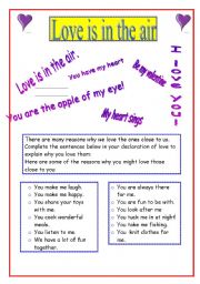 English worksheet: I love you because