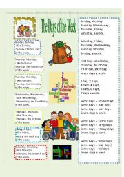 English Worksheet: Exercises for Bill Martin, Jrs Picturebook Poem Monday, Monday I like Monday!