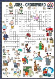 English Worksheet: JOBS - CROSSWORD