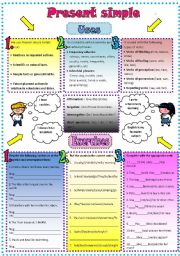 English Worksheet: Present Simple- Grammar Guide- 2 pages + Key - I