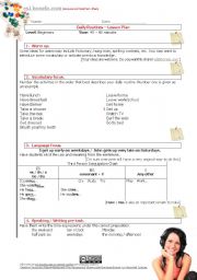 English Worksheet: Daily Routines Lesson Plan