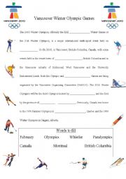 English Worksheet: Vancouver Winter Olympic Games