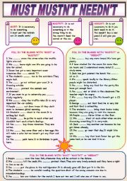 English Worksheet: MUST MUSTNT NEEDNT