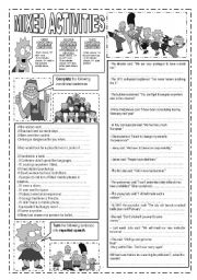 English Worksheet: 6 PAGES!!!!!!MIXED ACTIVITIES: CONDITIONALS,  WORD FORMATION, REPORTED SPEECH, PASSIVE VOICE, REPHRASING, PREPOSITION EXERCISES, GIVE SYNONYMS AND OPPOSITES, REORDER WORDS TO FORM SENTENCES, FILL IN THE GAPS WITH THE MOST APPROPRIATE VERB TENSE