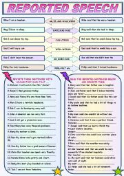 English Worksheet: REPORTED SPEECH