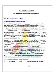 English Worksheet: An amazing vacation