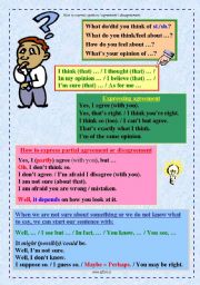 English Worksheet: Expressing opinion, agreement or disagreement - OLD version