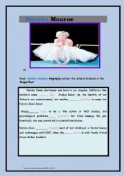 English Worksheet: Marilyn Monroes Biography