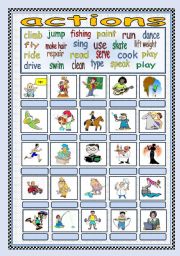 English Worksheet: ACTIONS  (Action/Verbs Match)