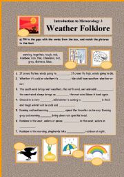 English Worksheet: Introduction to Meteorology 3 WEATHER FOLKLORE