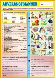 English Worksheet: Adverbs of manner + KEY