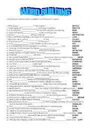 English Worksheet: word building