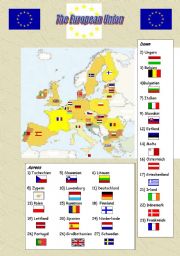 English Worksheet: The European Union crossword puzzle