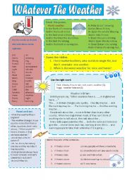 English Worksheet: WEATHER - POEMS, TEXTS,EXERCISES