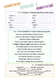 English Worksheet: error detection and correction, indefinite articles, plural forms