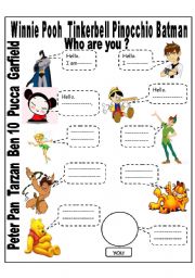 English Worksheet: who are you?