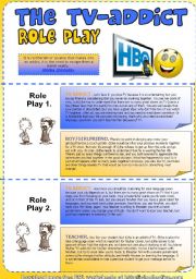 English Worksheet: TV Addict Role Play