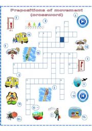 Prepositions of movement, a crossword