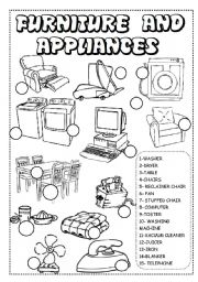 English Worksheet: furniture and appliances 2 