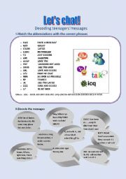 English Worksheet: Lets chat!-Messenger language! 