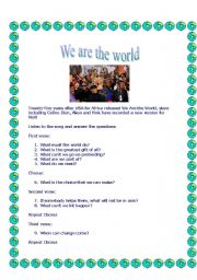 English Worksheet: We are the world for Haiti