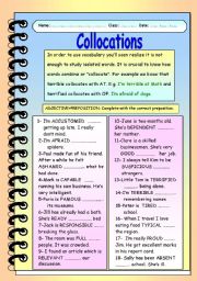 English Worksheet: Collocations(Adjective+preposition)