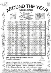 AROUND THE YEAR  -  word search