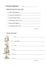 English Worksheet: present continuous