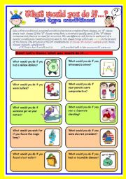 English Worksheet: conditional (2): what would you do if...? speaking cards