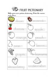 English Worksheet: Fruit Pictionay