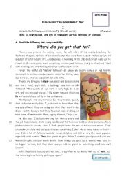 English Worksheet: Test 10th grade students