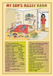 English Worksheet: My sons messy room