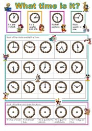 English Worksheet: What time is it?