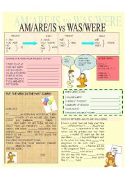 English Worksheet: am/are/is and was/were