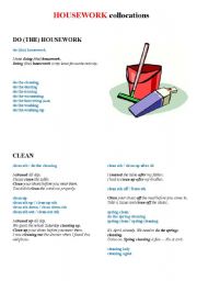 English Worksheet: HOUSEWORK - collocations (4 pages)