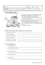 English Worksheet: Test 6th grade