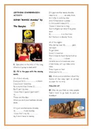 English Worksheet: SONG: MANIC MONDAY by The Bangles