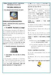 English Worksheet: ROLE PLAY- ENVIRONMENTAL ISSUES /SCIENTIFIC DEVELOPMENT-THE WORLD AROUND US