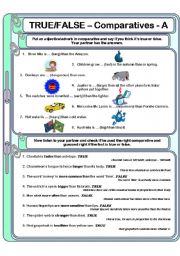 True/false pairwork. Comparatives