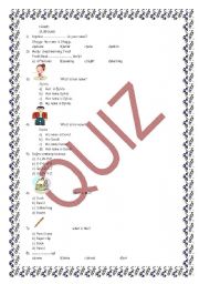 English worksheet: a quiz