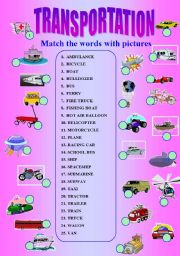 English Worksheet: TRANSPORTATION (3rd set)