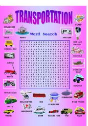 English Worksheet: Transportation word search(+ KEY)