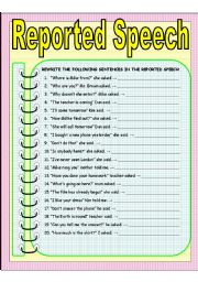 English Worksheet: REPORTED SPEECH